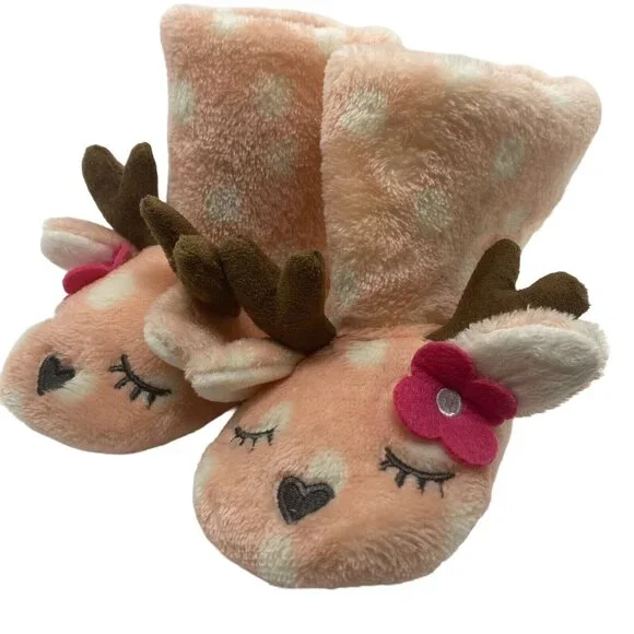 Cat & Jack Toddler Deer Boot Slippers-Pink-Size 4T-5T-NWT - Picture 1 of 7